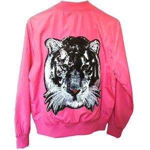 SOLD- New pink bomber jacket with sequins appliqué